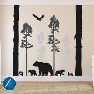 Forest Bear Silhouette Wall Decal: Woodland Nursery Decor