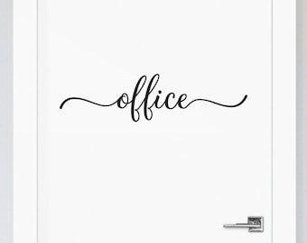 Script Office Door Decal – Elegant Home Office Sign, Business Workspace Label