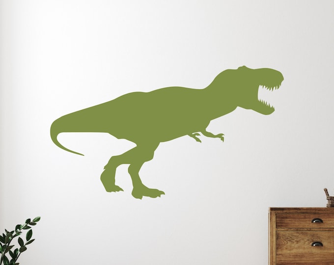 T Rex Wall Decal: Green Dinosaur Silhouette for Kids Room