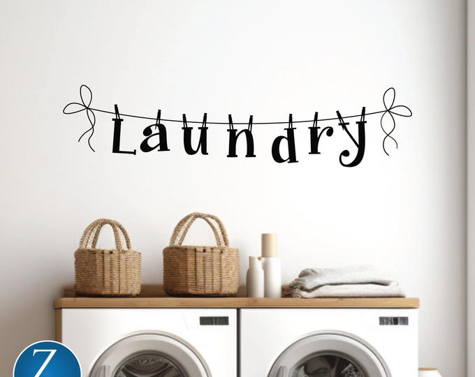 Laundry Room Wall Decal: Clothesline Vinyl Decor