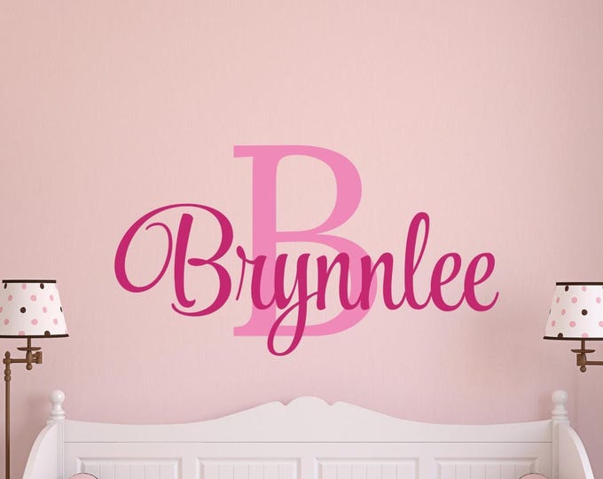 Personalized Name Decal, Large Initial Nursery Wall Art, Girls Bedroom Vinyl