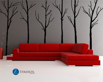 Large Tree Wall Decals, Vinyl Sticker Decor, Nature Forest Theme for Living Room, Modern Home Art, Minimalist Wall Decoration