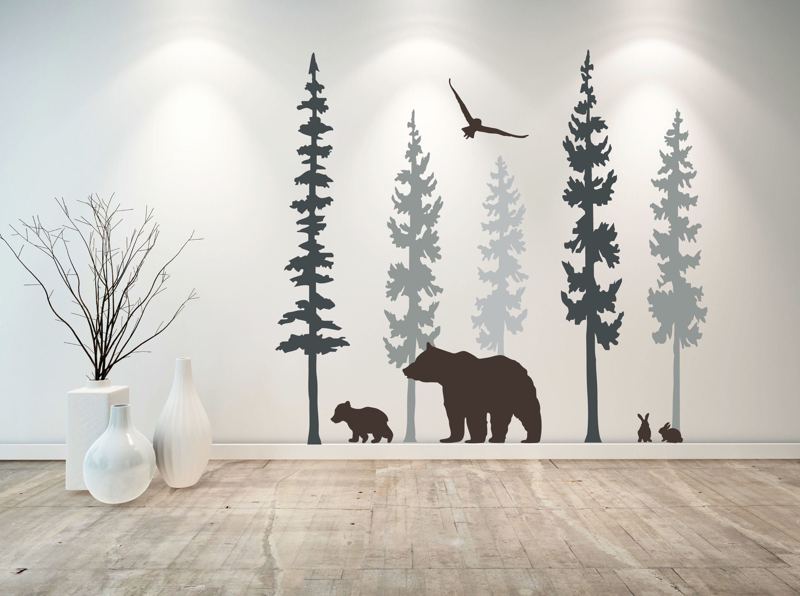 Bear Wall Decal Bear Wall Decor Tree Wall Decals Nursery Etsy