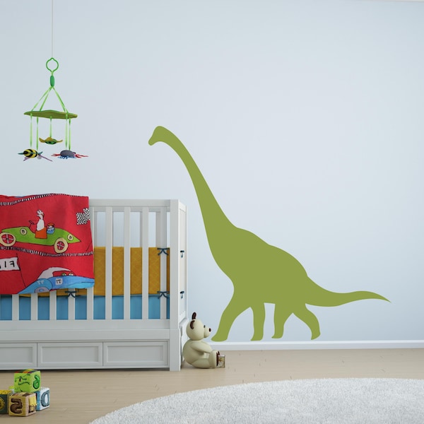 Dinosaur Wall Decal: Green Brontosaurus Silhouette Nursery Wall Art