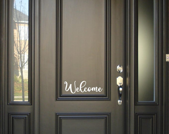 Welcome Door Decal: Script Lettering for Front Door Decor