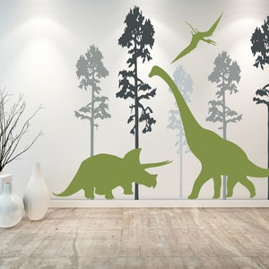 Dinosaur wall decor, dino wall decal - triceratops brachiosaurus decal D00733