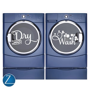 Wash and dry laundry vinyl decal - laundry room decor D00388