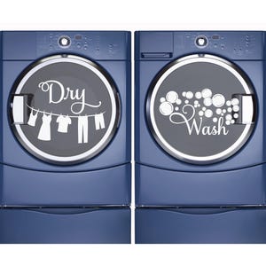 Wash dry laundry vinyl decal - laundry room decor D00387