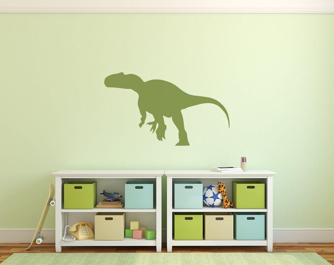 T Rex Wall Decal, Green Matte Vinyl Silhouette for Kids Rooms
