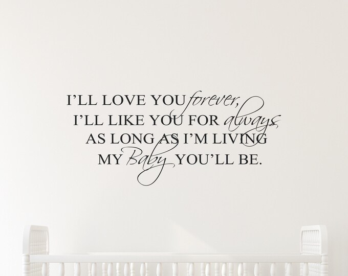 Nursery Wall Decal: Black Vinyl Baby Quote Crib Decor
