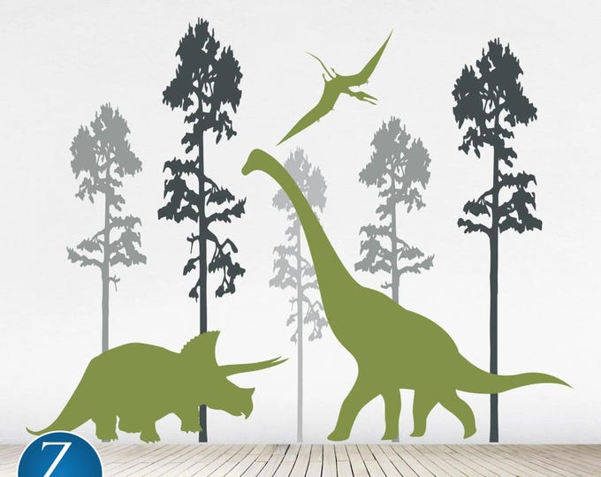 Dinosaur Wall Decal: Silhouette Vinyl Kids Room Decor