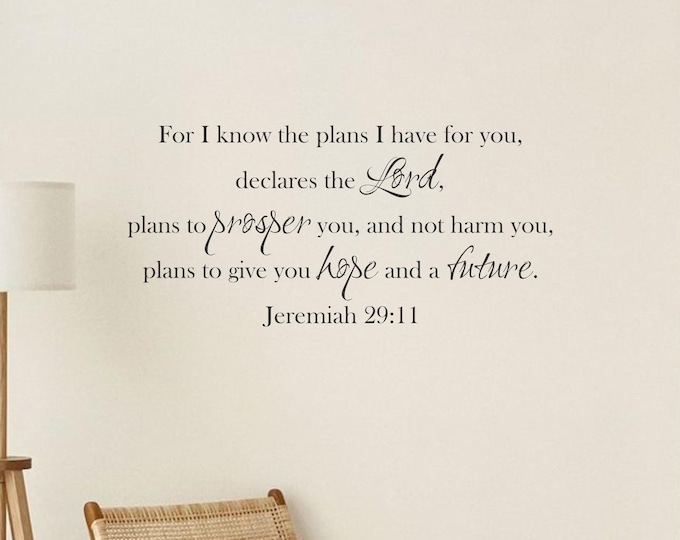 Jeremiah 29:11 Wall Decal - Black Vinyl Bible Verse Quote