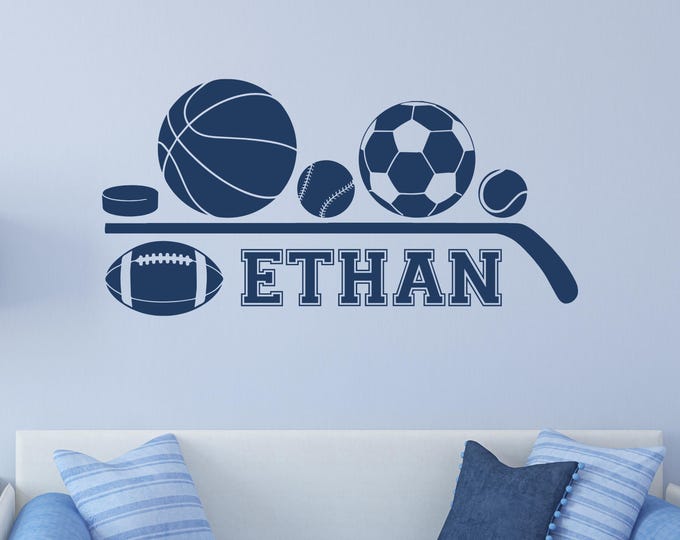 Custom Name Decal – Personalized Sports Wall Decal for Kids Room