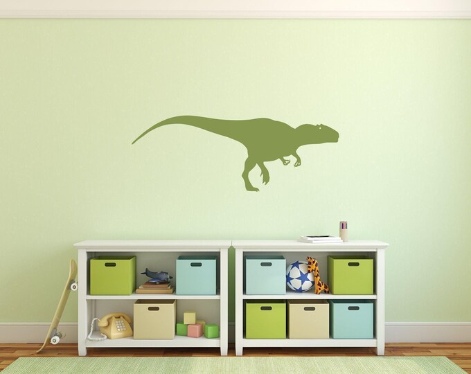 Dinosaur Wall Decal: Green Raptor Vinyl Kids Room Decor