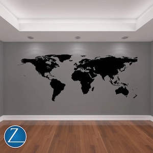 Large World Map Vinyl Decal: Office Wall Art