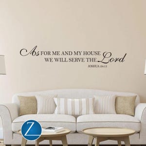 Christian Wall Decal: "As For Me And My House" Bible Verse Sticker
