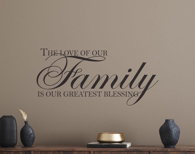 Family Wall Decal, Black Vinyl Blessing Quote Removable Sticker