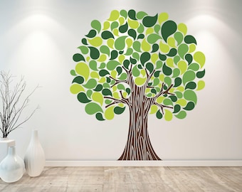 Tree Wall Decal: Brown Trunk with Green Leaf Canopy