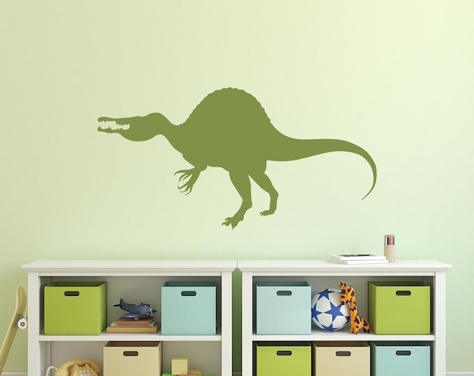 Spinosaurus Decal, Green Dinosaur Wall in Removable Matte Vinyl