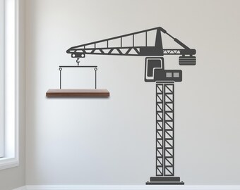 Construction Crane Wall Decal: Large Tower Crane Design for Boys Room