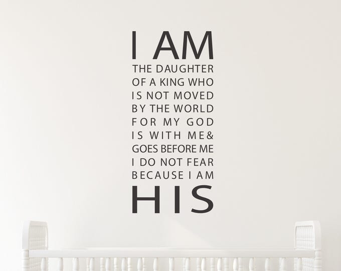 Daughter of a King Wall Decal: Christian Nursery Quote