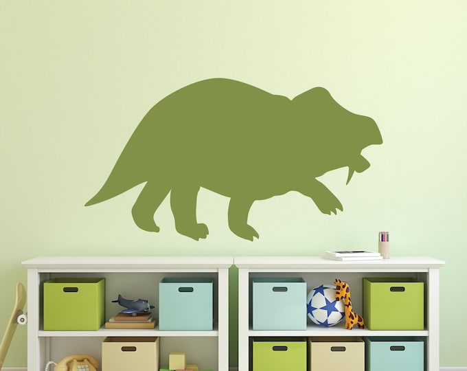 Protoceratops Wall Decal: Green Dinosaur Silhouette