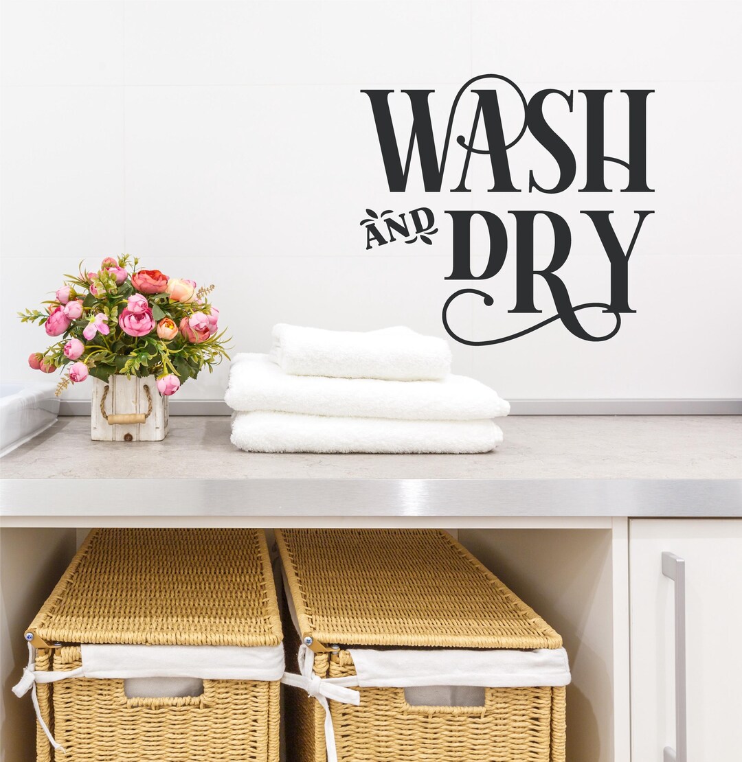 Laundry Wall Decal Wash and Dry Sign Laundry Room Decor Wall Art Decal ...