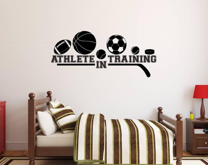 Athlete In Training Wall Decal: Sports Ball Design for Kids Room Decor