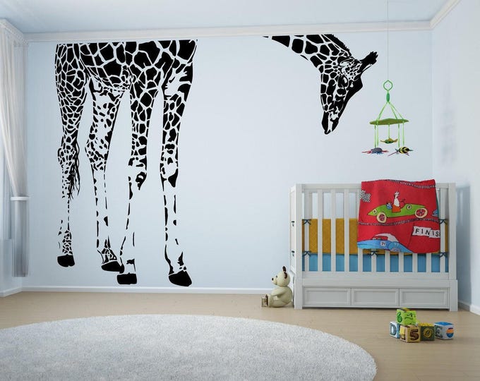 Giraffe Wall Decal, Matte Removable Vinyl Oversized Animal Silhouette