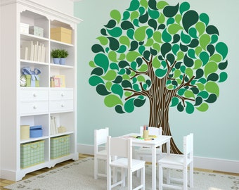 Baby room tree art decor nursery wall decal - children large tree mural decal decor D00572