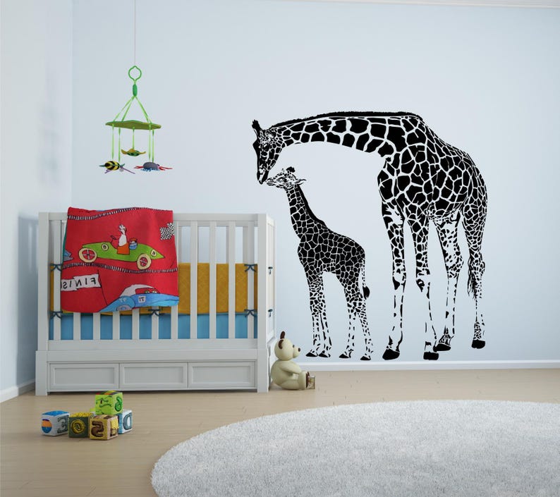 Giraffe Wall Decal: Safari Nursery Animal Art for Kids Room Wall Decor image 2