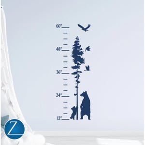Woodland Bear Growth Chart Decal: Kids Height Measurement Sticker