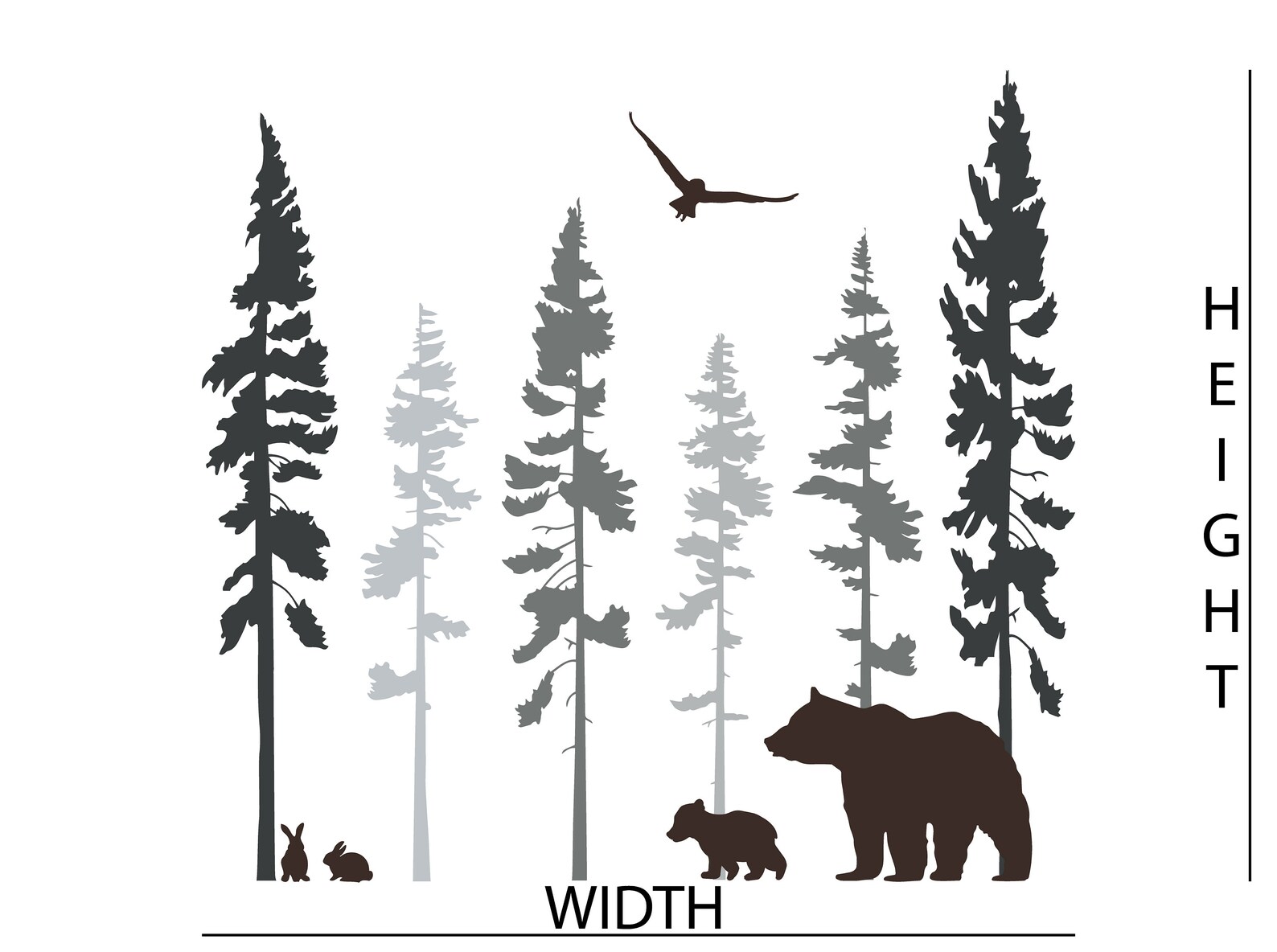 Bear Wall Decal Forest Wall Decal Tree Wall Decals Etsy