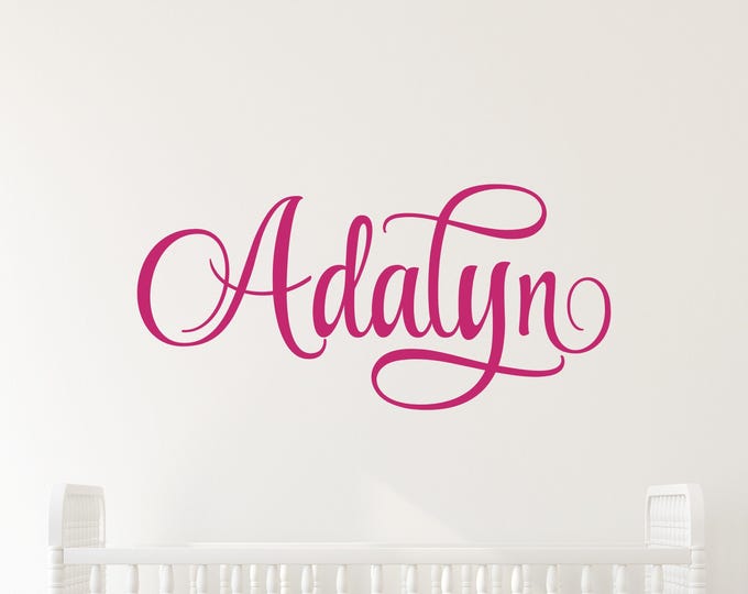 Personalized Nursery Name Decal: Elegant Script Baby Name Wall Design