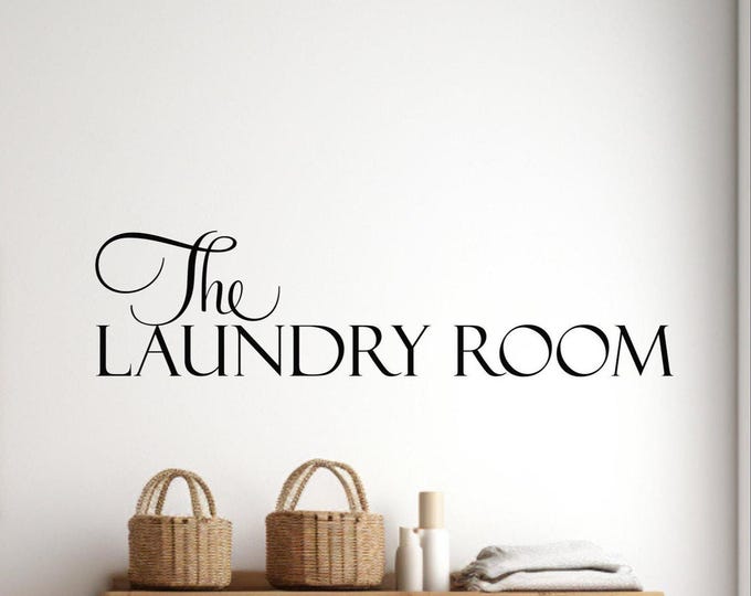 Laundry Room Decal, Matte Removable Vinyl Script Lettering