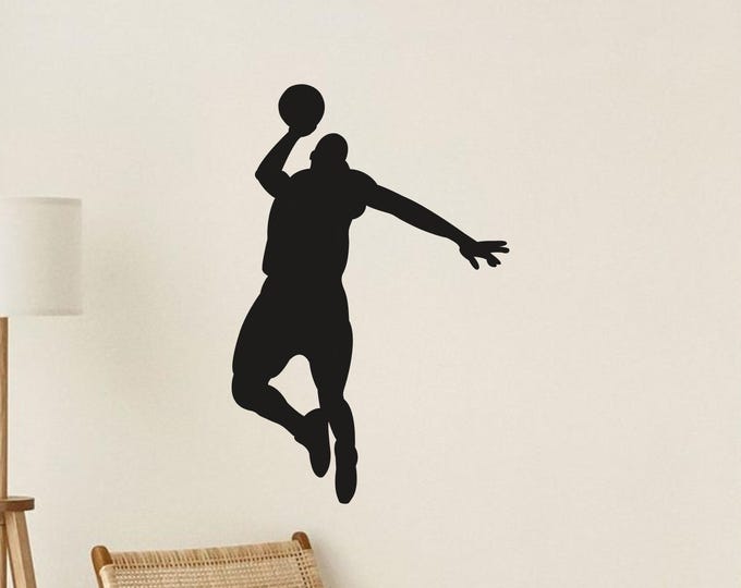 Basketball Wall Decal: Black Vinyl Player Sports Room Decor