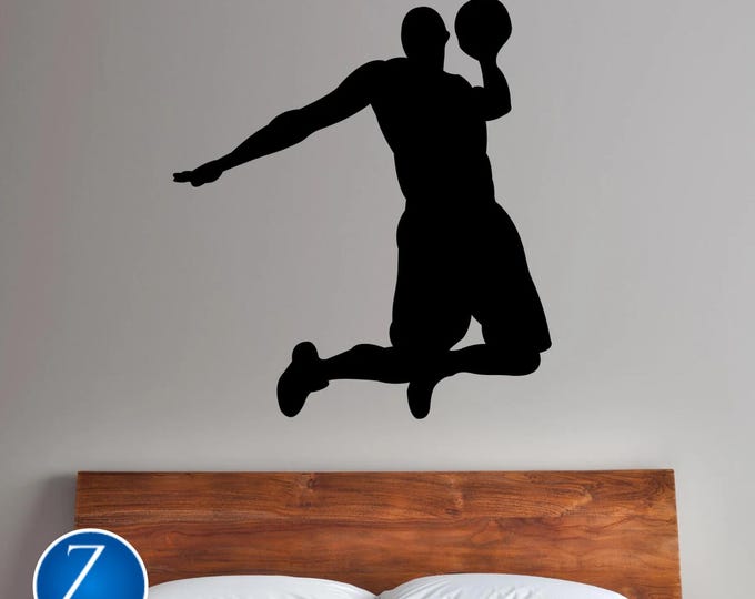 Basketball Wall Decal: Dunk Silhouette Vinyl Sticker for Boys Room or Sports Decor