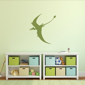 Pterodactyl Decal, Green Removable Vinyl Dinosaur Silhouette, Kids Room Wall