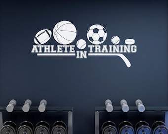 Athlete In Training Wall Decal: Sports Ball Design for Home Gym Decor