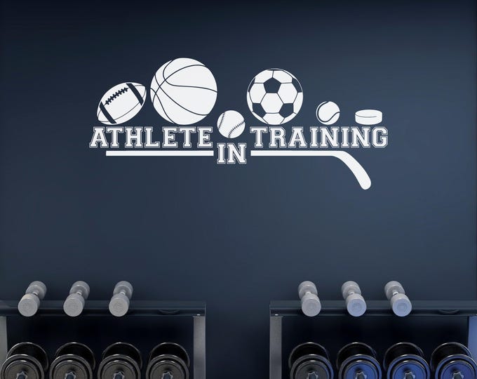 Athlete In Training Wall Decal: Sports Ball Design for Home Gym Decor