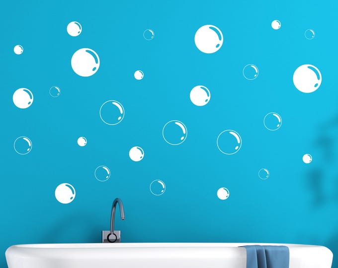 Bubble Bath Vinyl Wall Decals – Peel and Stick Bathroom Art