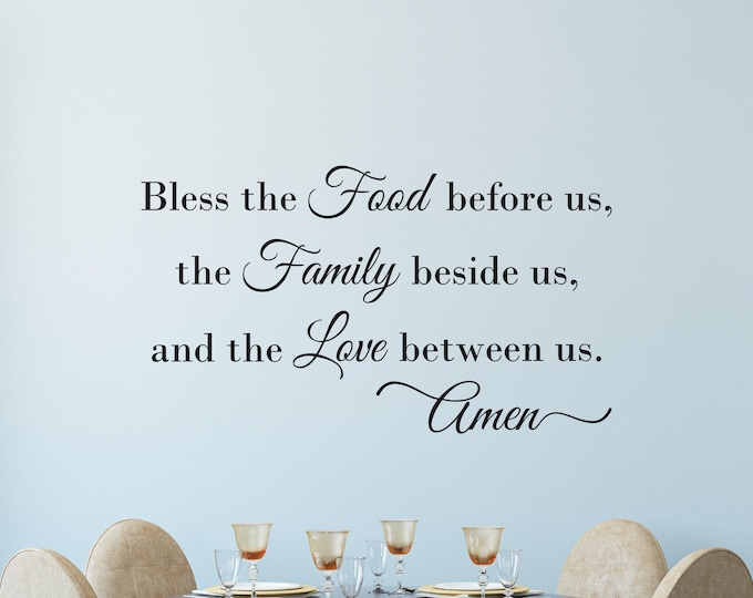 Dining Room Wall Decal: Black Vinyl Blessing Kitchen Quote