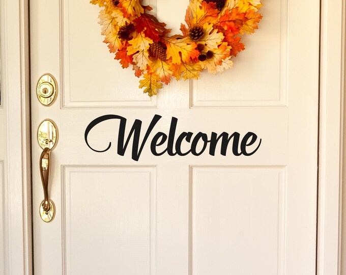 Welcome Door Decal: Front Door Lettering for Entryway Decor