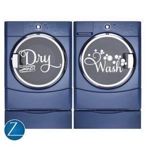 Wash and dry laundry vinyl decal - laundry room decor D00388