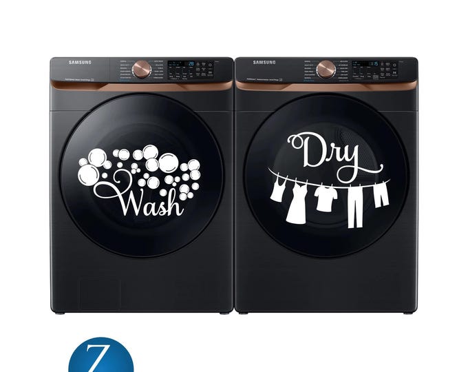 Wash and Dry Laundry Decal Set – Washer Dryer Vinyl Stickers