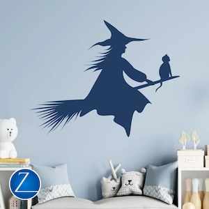 Halloween Witch Wall Decal – Peel and Stick Vinyl Sticker for Halloween Decor and Witch Wall Decor