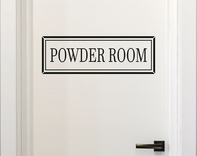 Powder Room Door Decal: Framed Bathroom Sign Vinyl Lettering