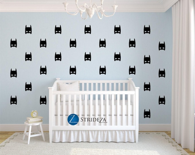 Super Hero Wall Decal Set: Black Mask Pattern for Nursery