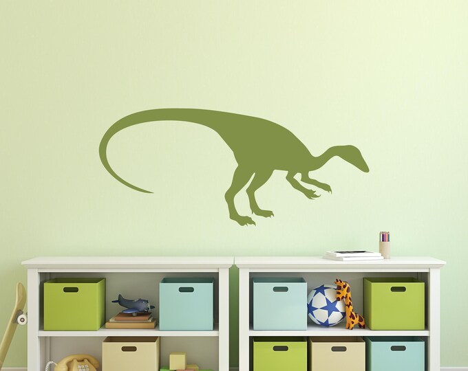 Velociraptor Dinosaur Wall Decal: Dino Silhouette for Kids Room Decor