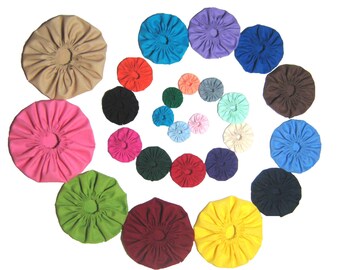 YOYO Fabric flowers 54 colours 5 sizes to choose